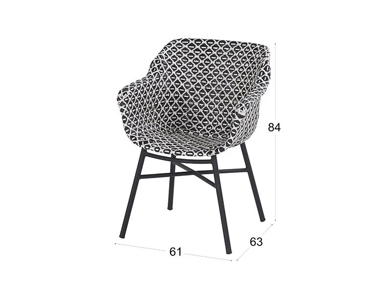 Hartman Tuinstoel Delphine Zwart-wit 6 Hartman Tuinstoel Delphine Zwart-wit - Afbeelding 4